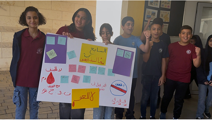 محاضرة توعويّة في مدرسة دار التربية والعلوم الشاملة عتيد جلجولية حول نبذ العنف وضبط النفس